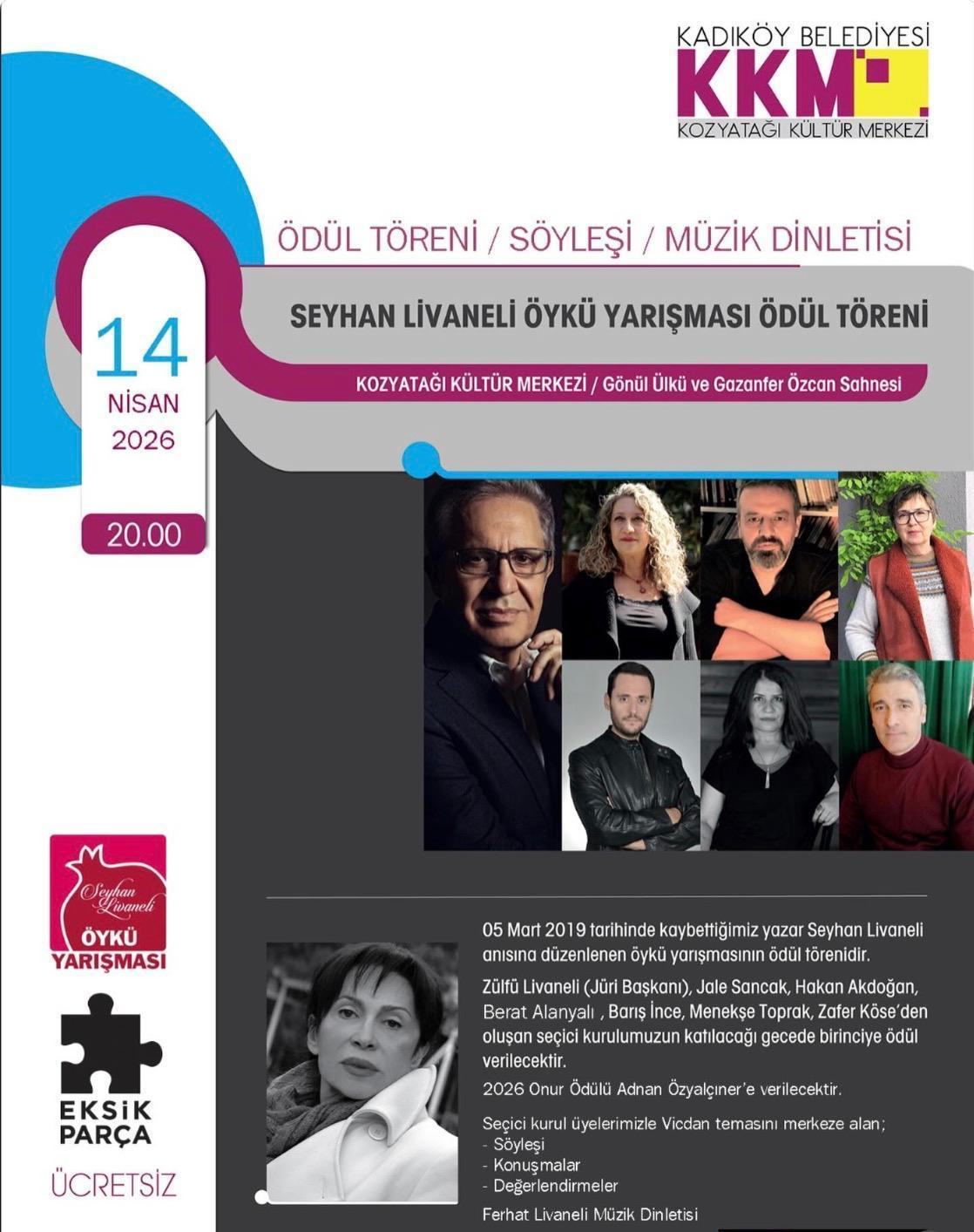 Seyhan Livaneli Öykü Ödülü Töreni 14 Nisan'da Kadıköy'de